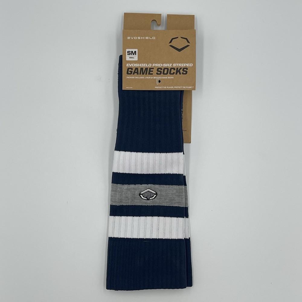 Evoshield PRO-SRZ Striped Baseball/Softball Game Socks Navy/White Size‎ Small